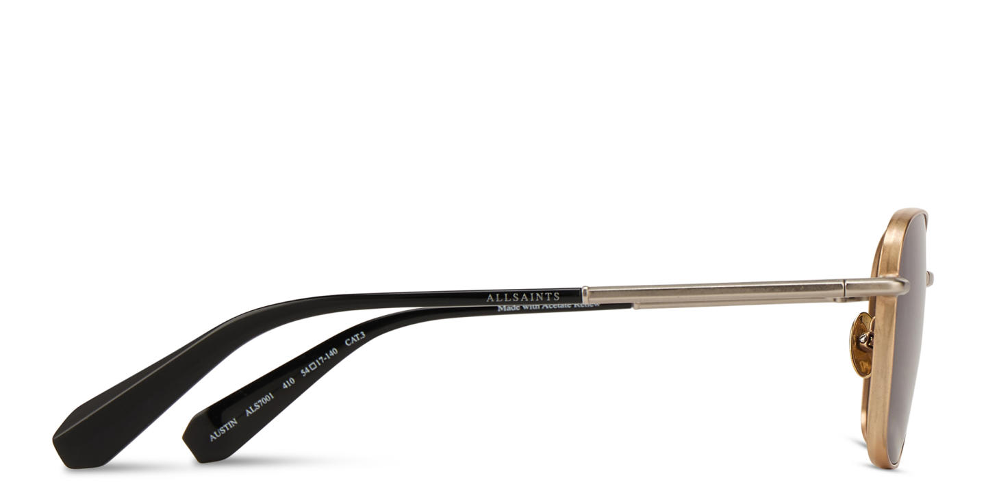 Shop ALL SAINTS Logo Square Sunglasses in Gold online.