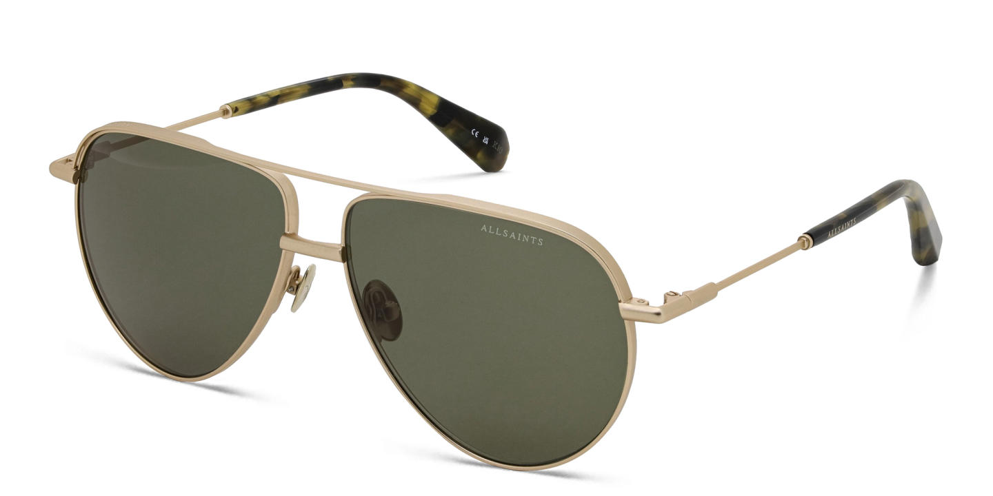 Shop ALL SAINTS Logo Aviator Sunglasses in Gold online.