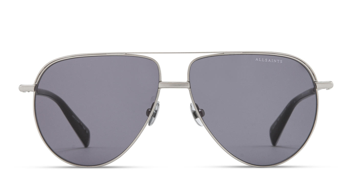 Shop ALL SAINTS Logo Aviator Sunglasses in Silver online.
