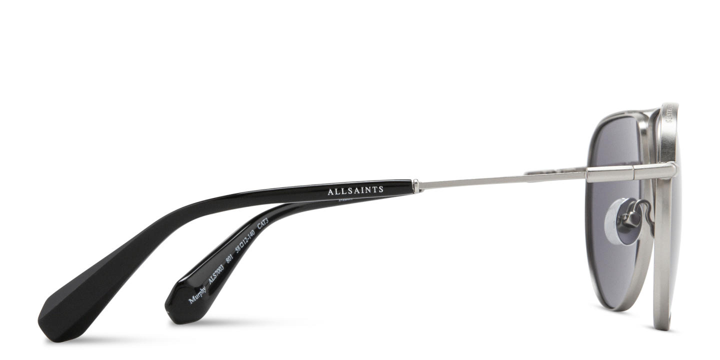 Shop ALL SAINTS Logo Aviator Sunglasses in Silver online.