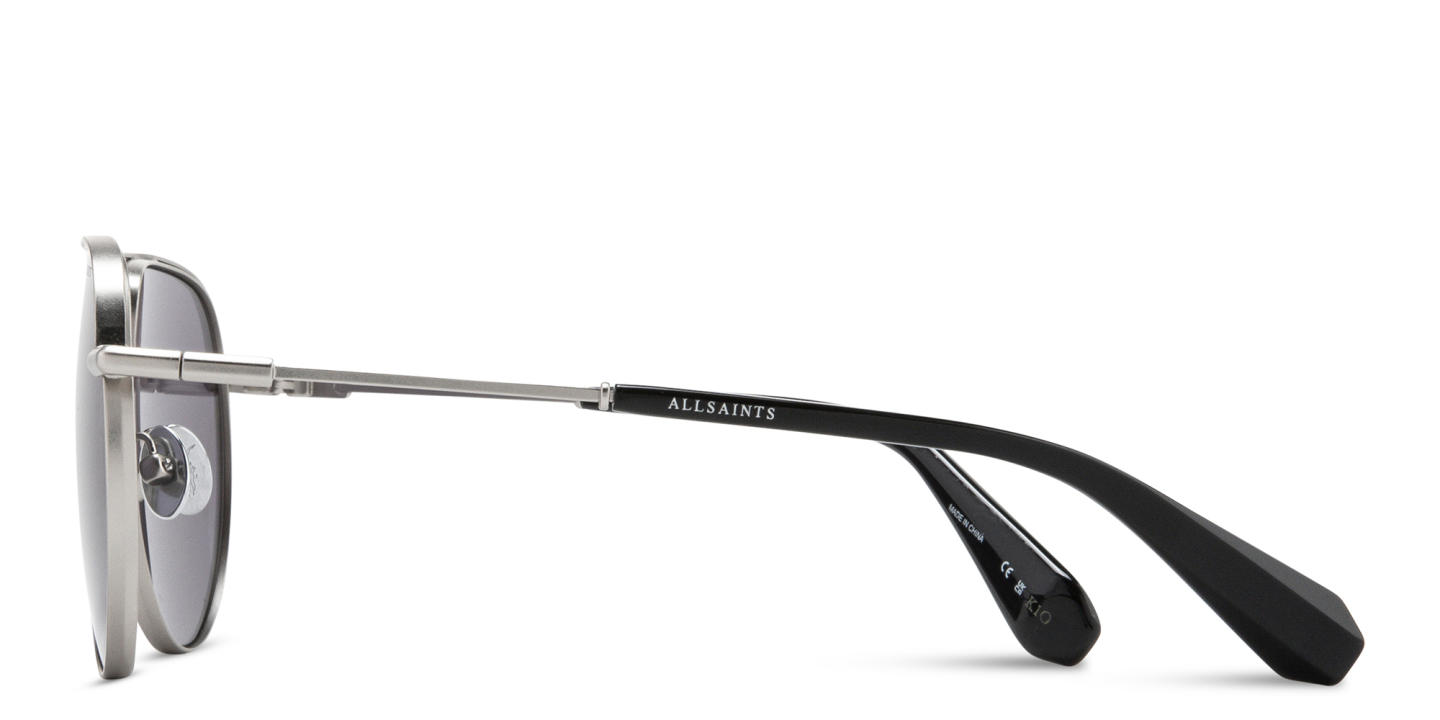 Shop ALL SAINTS Logo Aviator Sunglasses in Silver online.