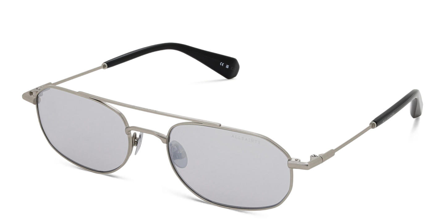 ALL SAINTS Logo Oval Sunglasses in Silver – Product Photo 1