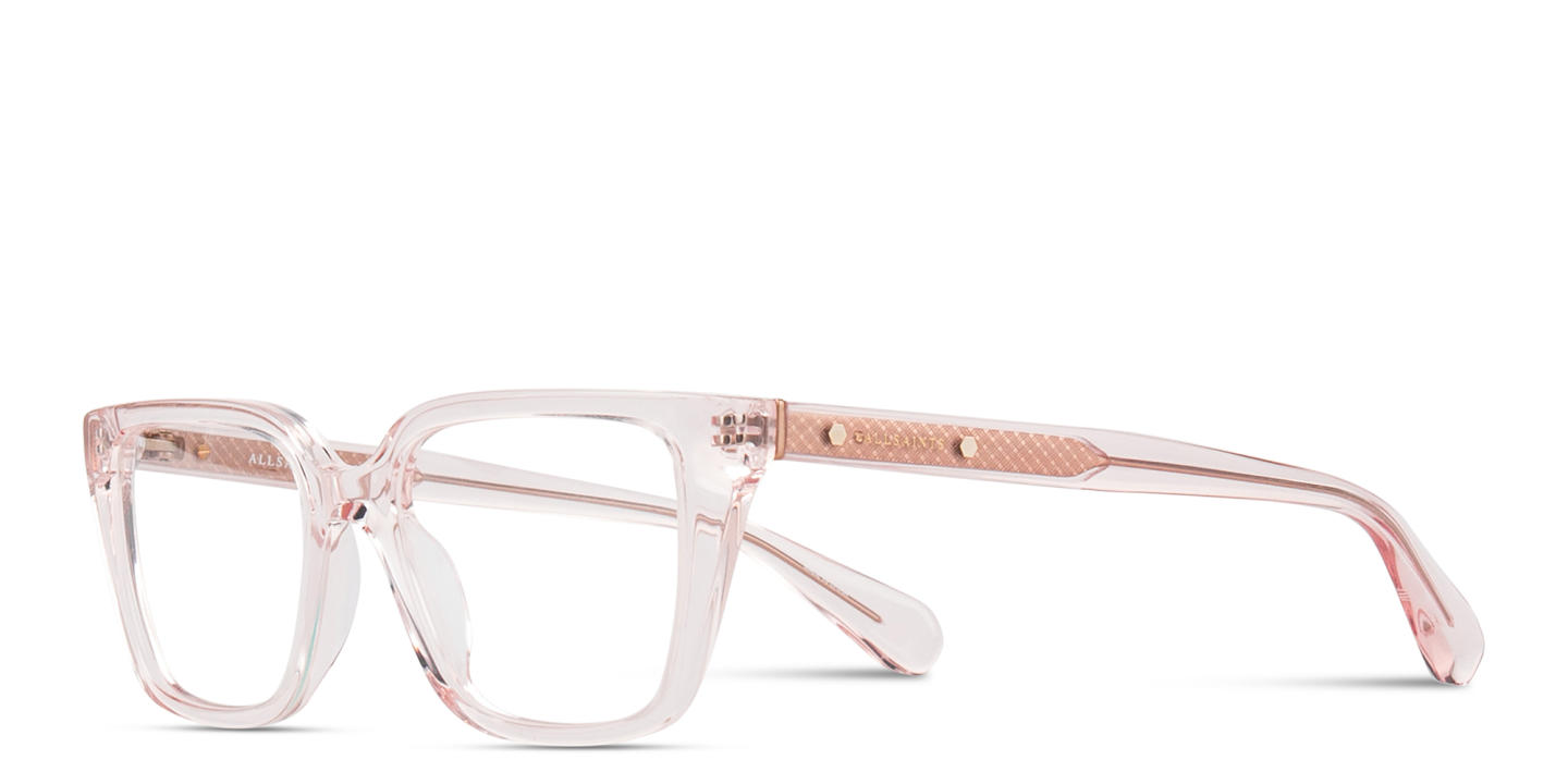 ALL SAINTS Logo Cat-Eye Eyeglasses in Transparent Pink – Product Photo 1