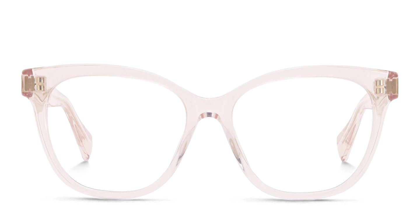 ALL SAINTS Logo Cat-Eye Eyeglasses in Transparent Pink – Product Photo 0