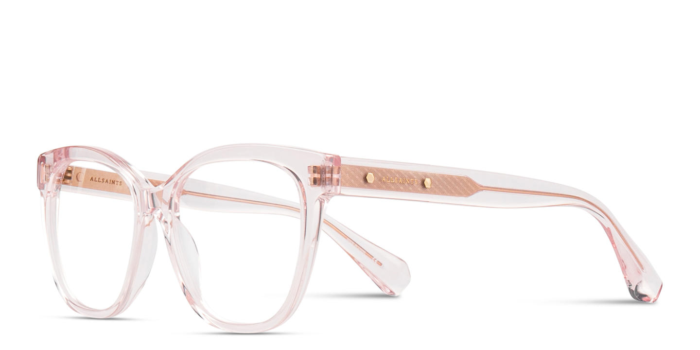 ALL SAINTS Logo Cat-Eye Eyeglasses in Transparent Pink – Product Photo 1