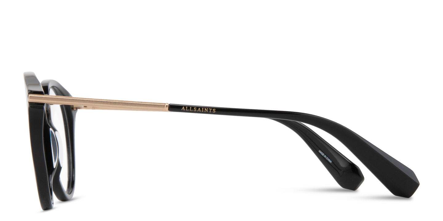 Shop ALL SAINTS Logo Round Eyeglasses in Black online.