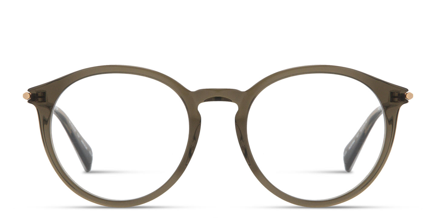 Shop ALL SAINTS Logo Round Eyeglasses in Transparent Green online.