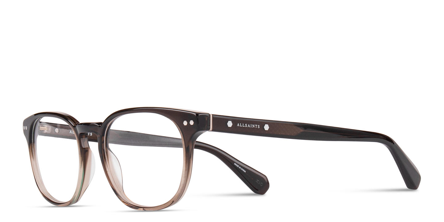 ALL SAINTS Logo Square Eyeglasses in Gradient Brown – Product Photo 1