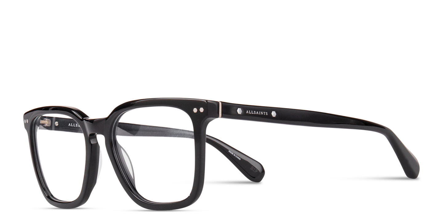 Shop ALL SAINTS Logo Square Eyeglasses in Black online.