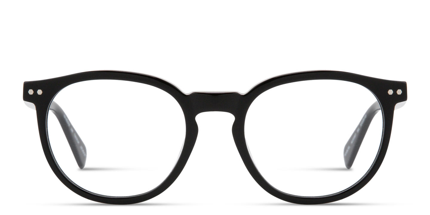 Shop ALL SAINTS Logo Round Eyeglasses in Black online.