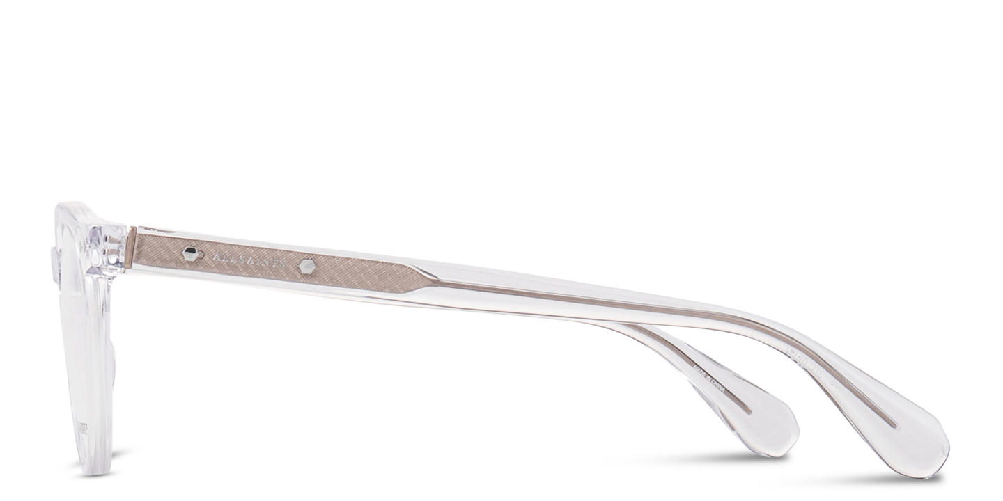 Shop ALL SAINTS Logo Round Eyeglasses in Crystal online.