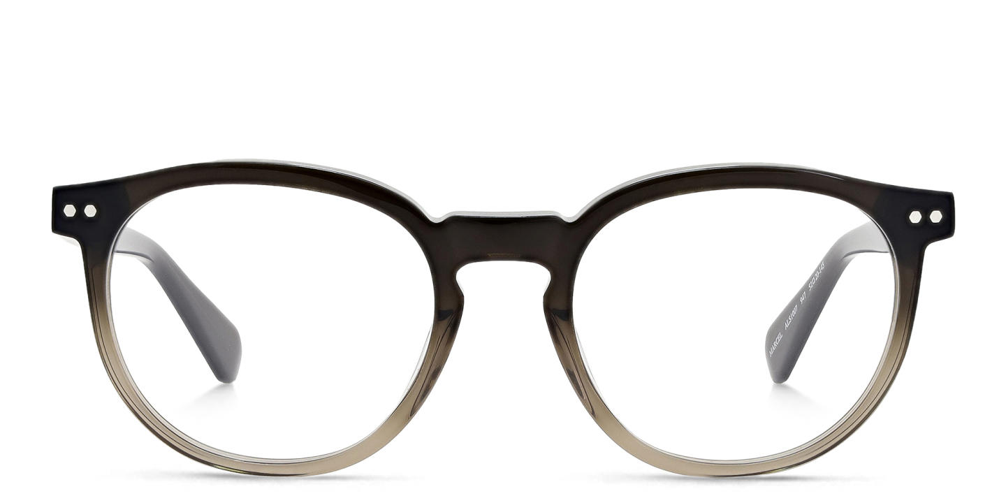 Shop ALL SAINTS Logo Round Eyeglasses in Gradient Brown online.