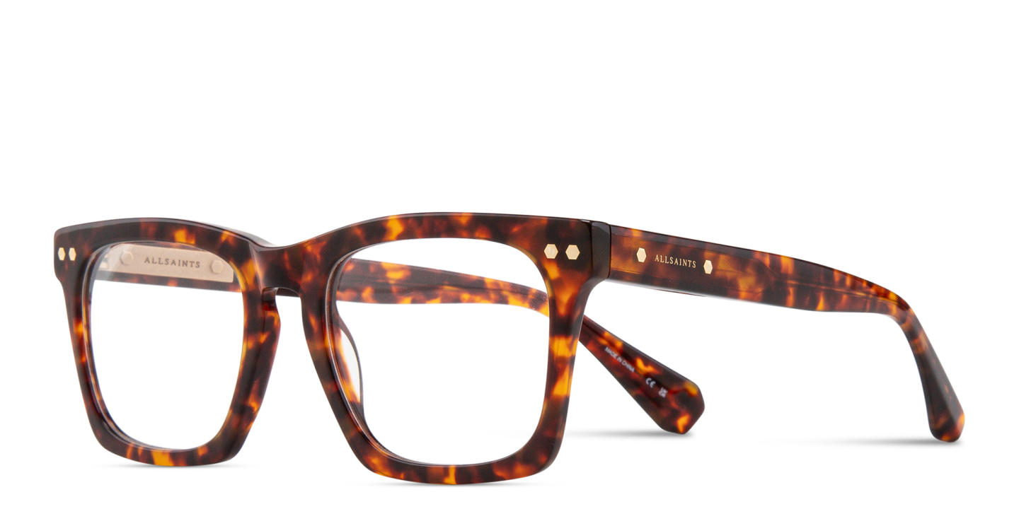 Shop ALL SAINTS Logo Square Eyeglasses in Brown online.