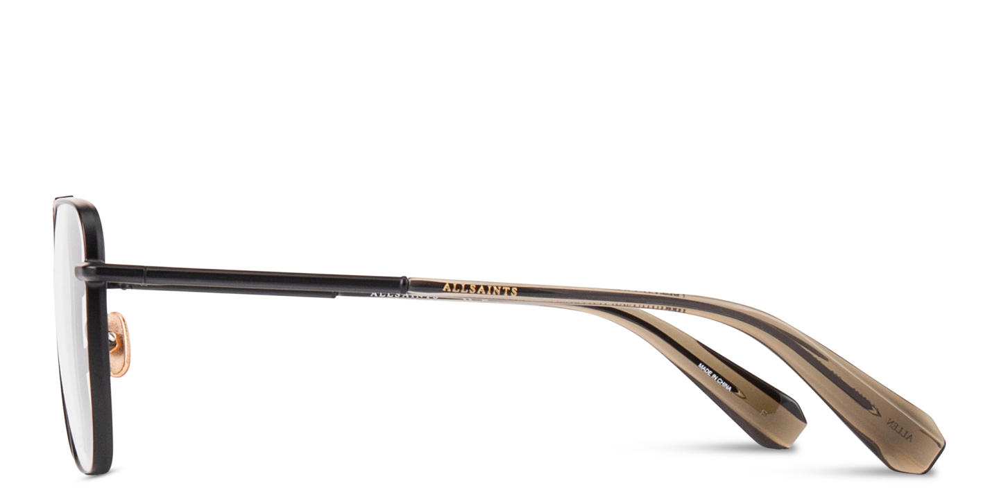 Shop ALL SAINTS Logo Wide Aviator Eyeglasses in Black online.