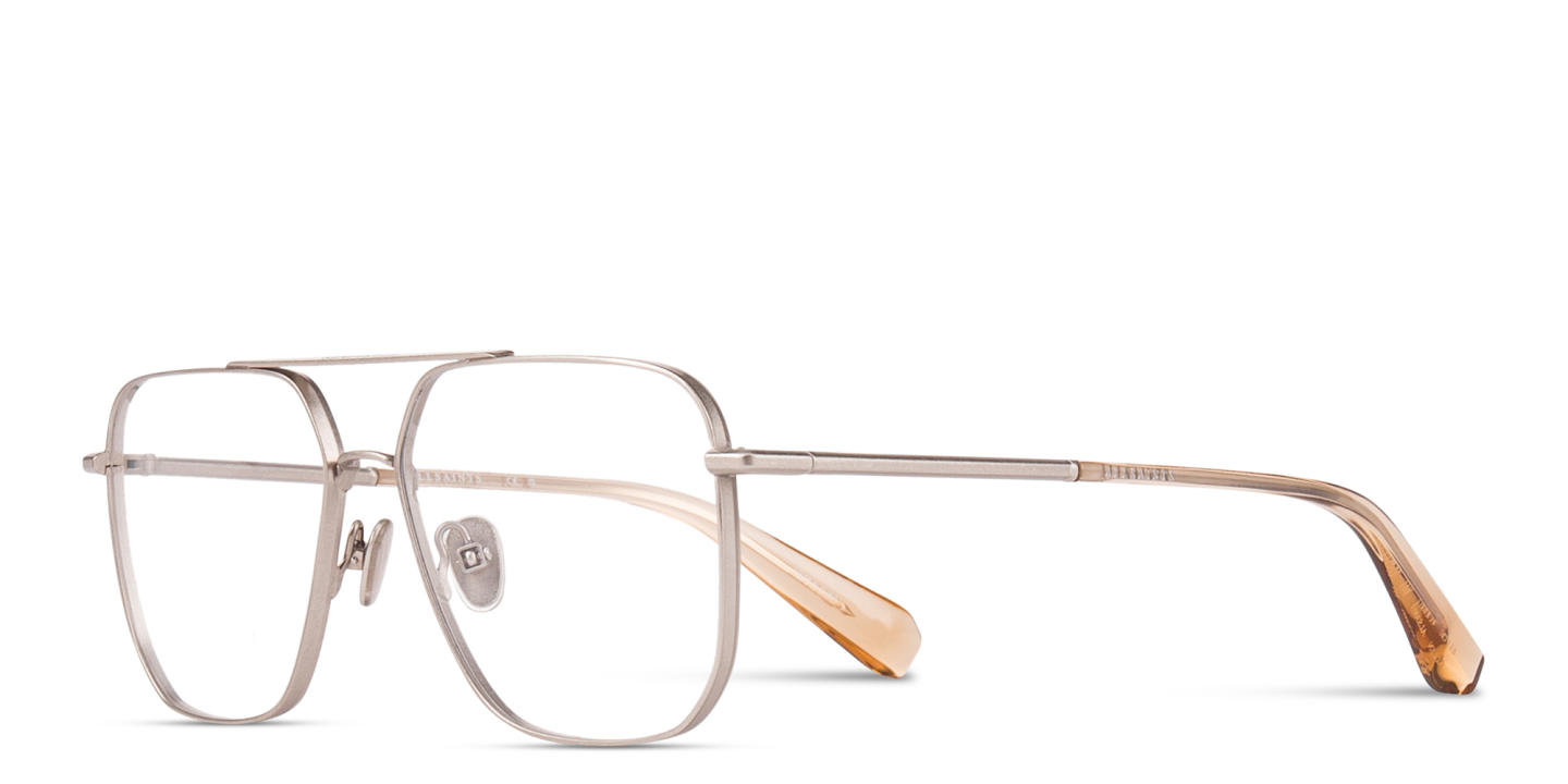 Shop ALL SAINTS Logo Wide Aviator Eyeglasses in Silver online.