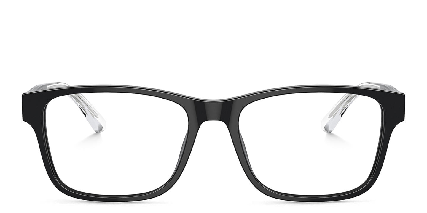 Emporio Armani Logo Wide Rectangle Eyeglasses in Black – Product Photo 0
