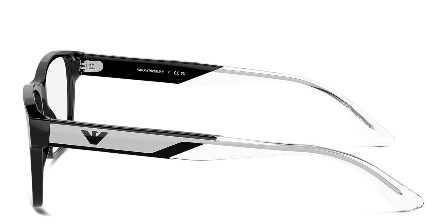Emporio Armani Logo Wide Rectangle Eyeglasses in Black – Product Photo 2