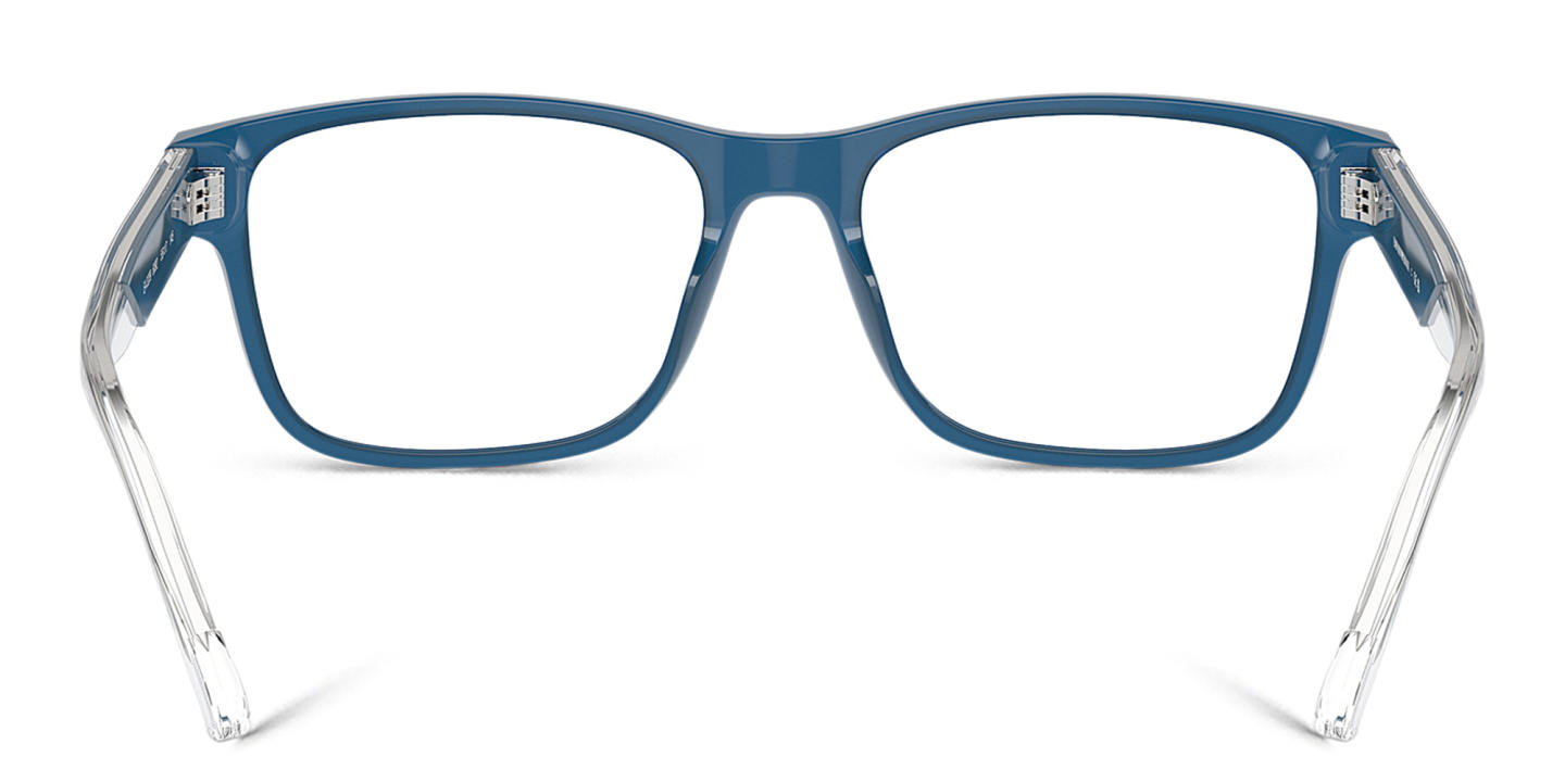 Emporio Armani Logo Wide Rectangle Eyeglasses in Shiny Opaline Blue – Product Photo 3