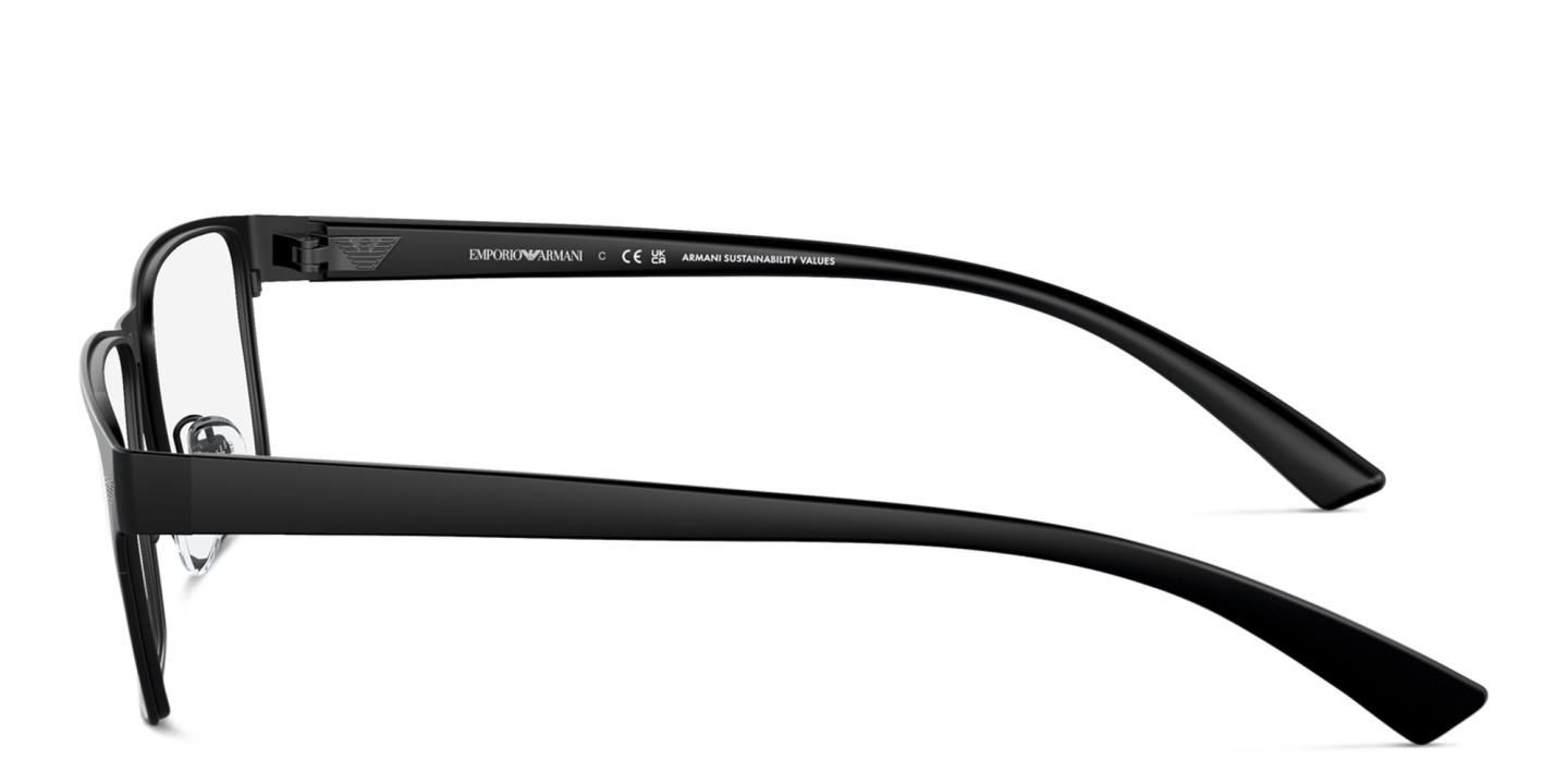 Shop Emporio Armani Logo Wide Rectangle Eyeglasses in Matte Black online.