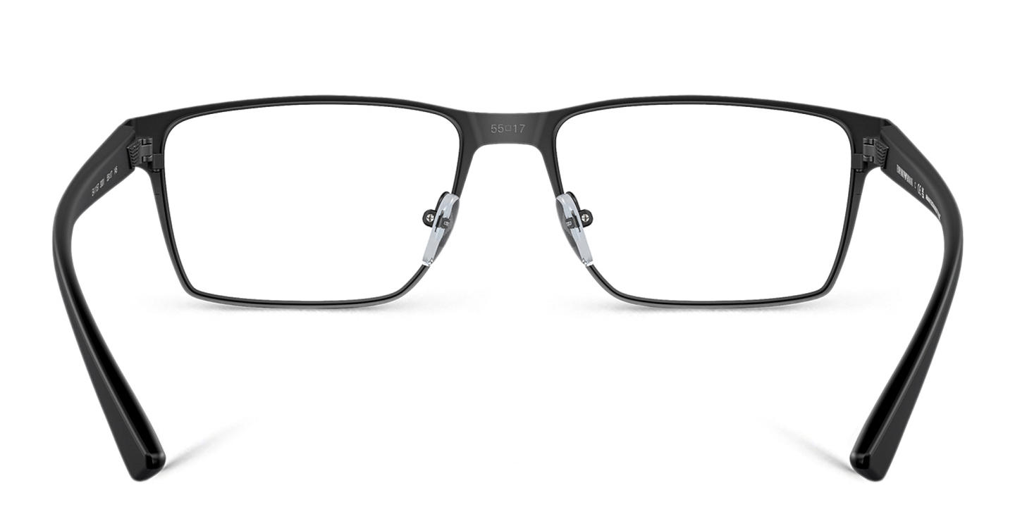 Shop Emporio Armani Logo Wide Rectangle Eyeglasses in Matte Black online.
