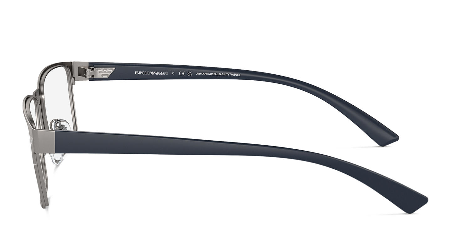 Shop Emporio Armani Logo Wide Rectangle Eyeglasses in Matte Gunmetal online.