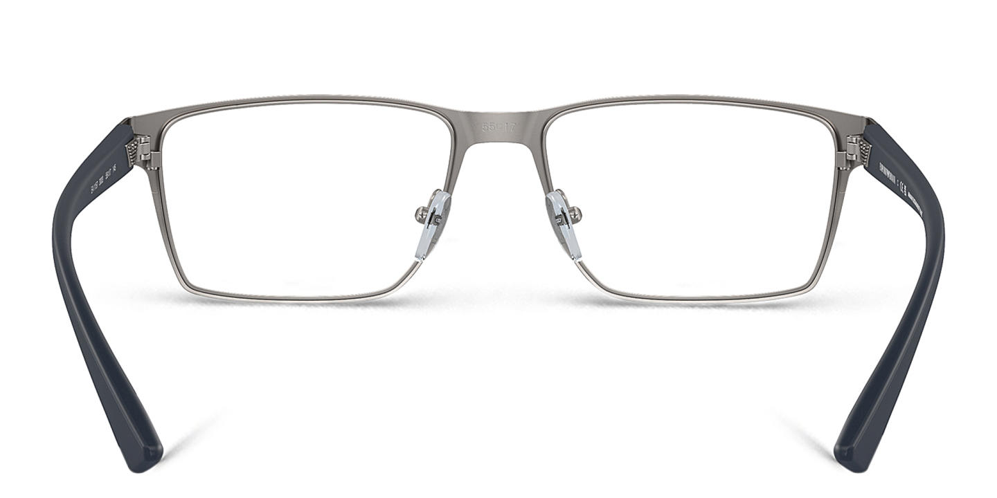 Shop Emporio Armani Logo Wide Rectangle Eyeglasses in Matte Gunmetal online.