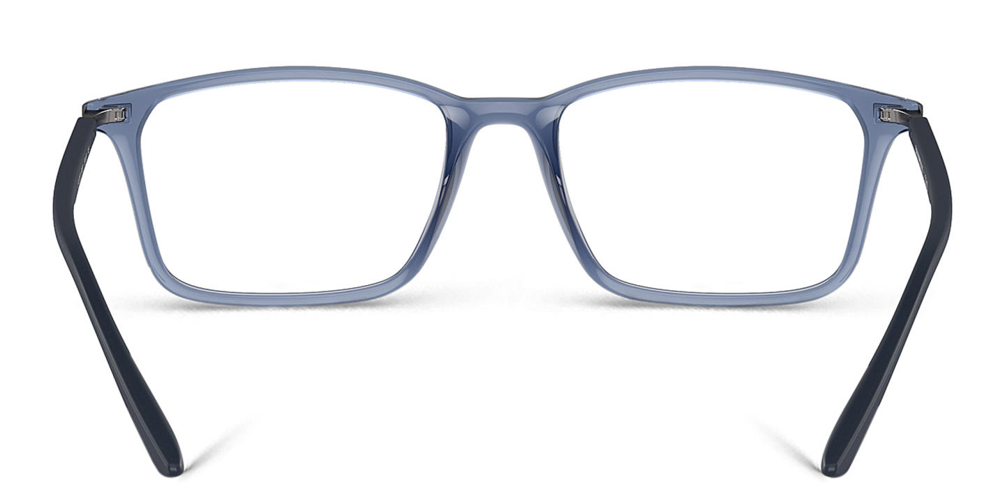 Emporio Armani Logo Wide Rectangle Eyeglasses in Shiny Transparent Blue – Product Photo 3