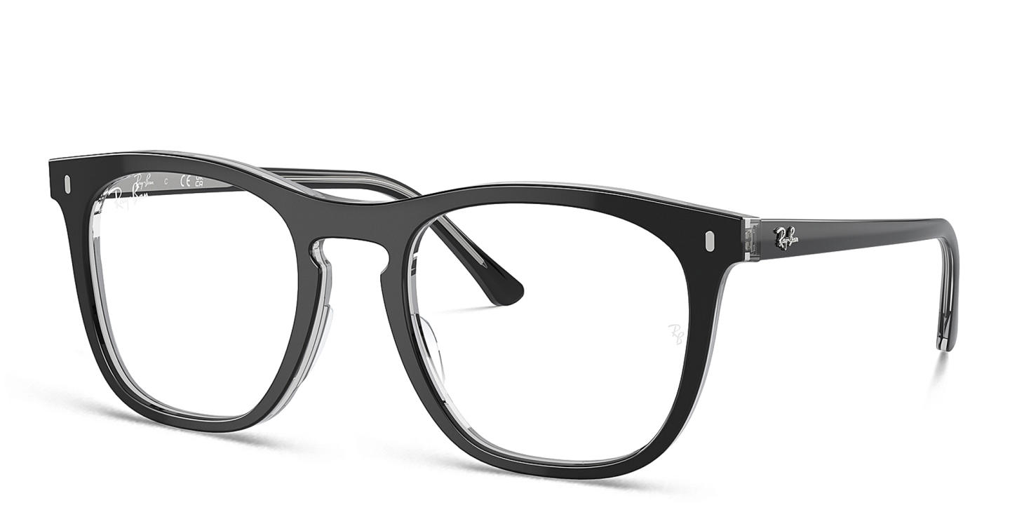 Shop Ray-Ban Optics Unisex Square Eyeglasses in Dark Grey On Transparent Light Grey online.