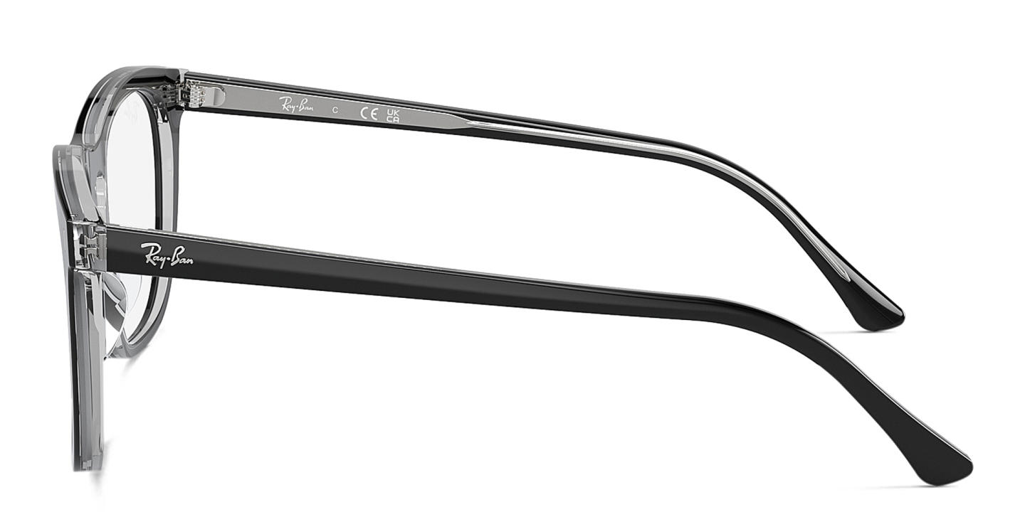 Ray-Ban Optics Unisex Square Eyeglasses in Dark Grey On Transparent Light Grey – Product Photo 2