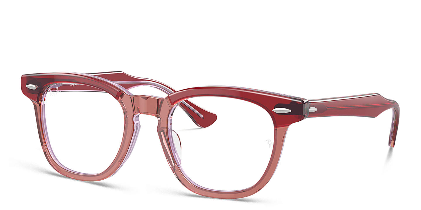 Shop Ray-Ban Junior Optics Kids Square Eyeglasses in Top Red & Orange & Light Purple online.
