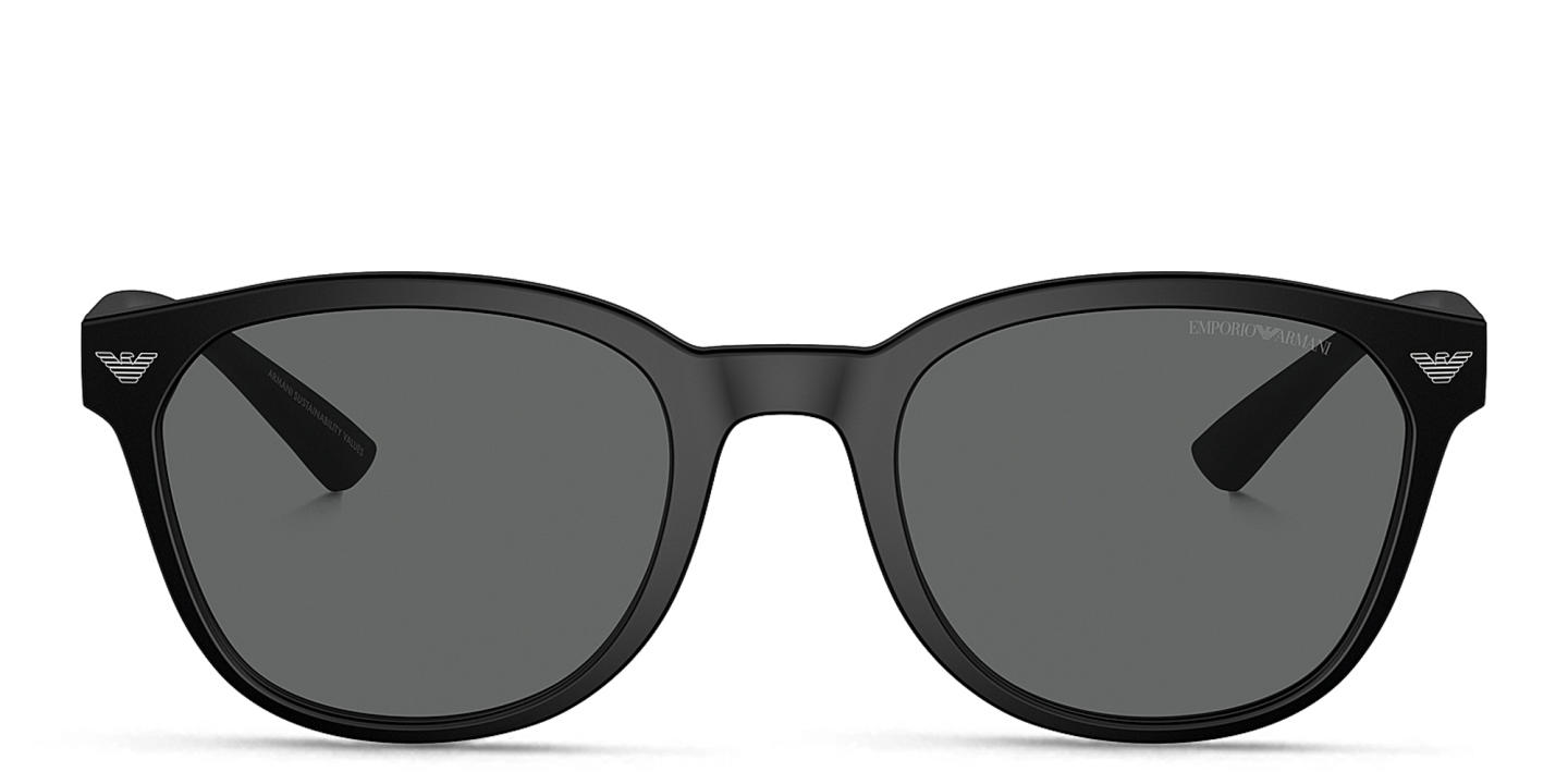 Shop Emporio Armani Logo Panthos Sunglasses in Matte Black online.