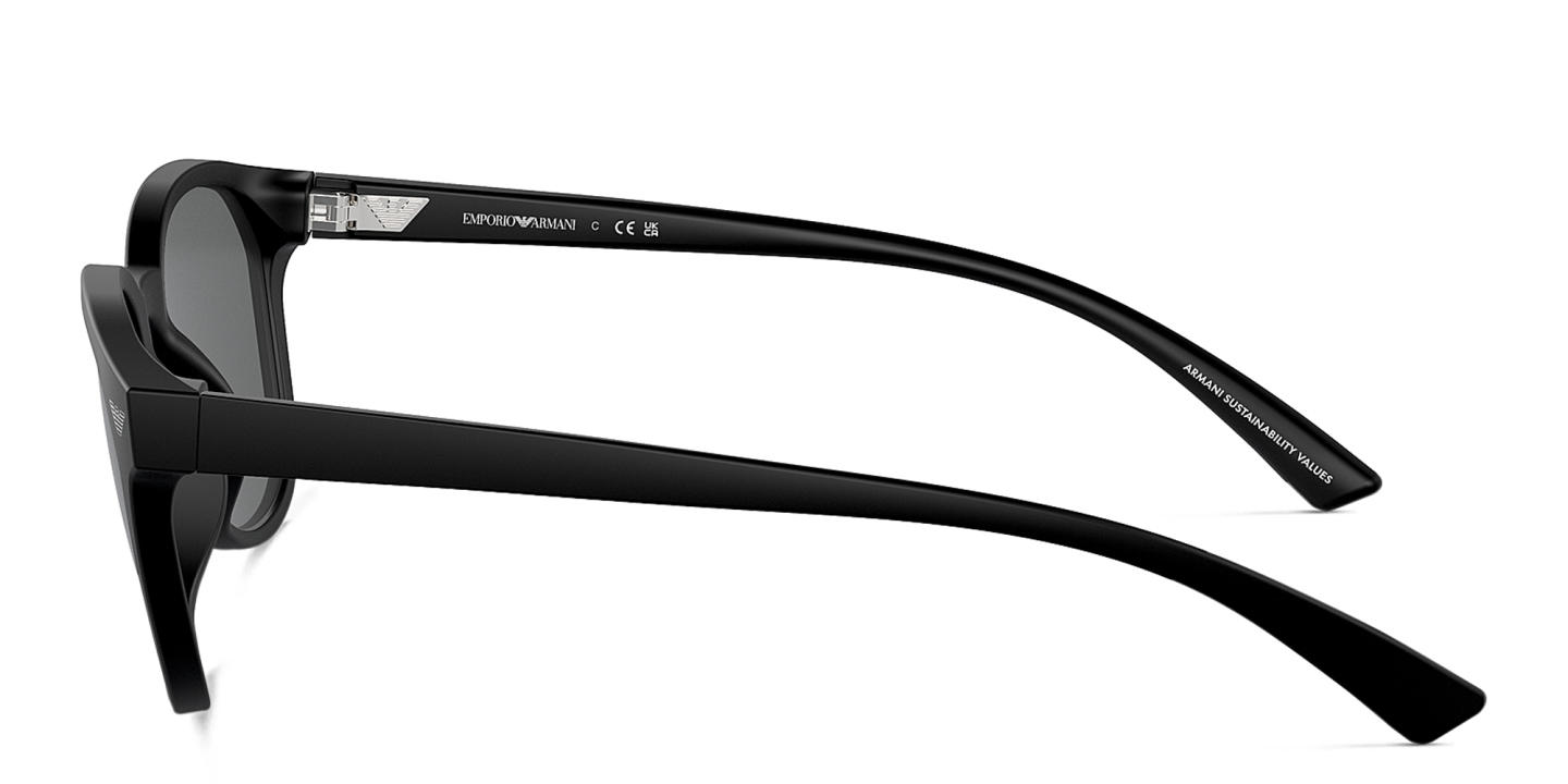 Shop Emporio Armani Logo Panthos Sunglasses in Matte Black online.