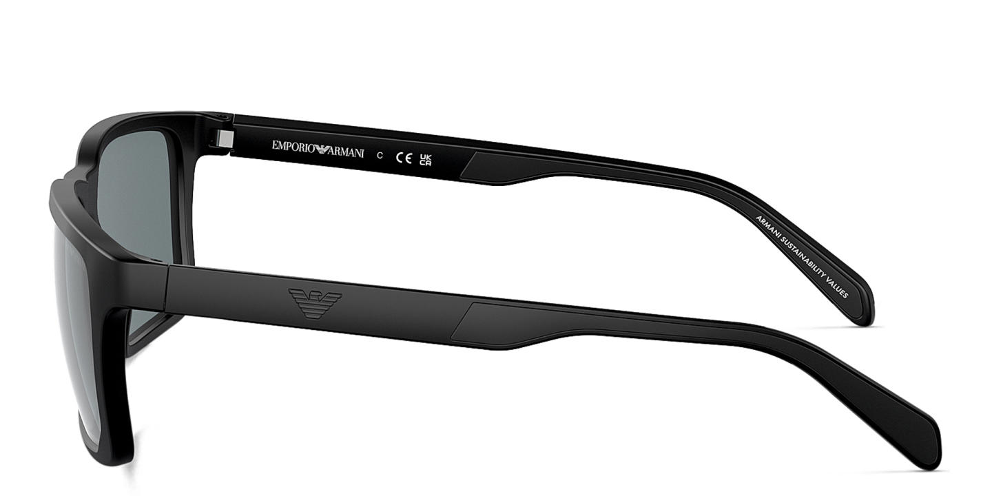 Shop Emporio Armani Logo Rectangle Sunglasses in Matte Black online.