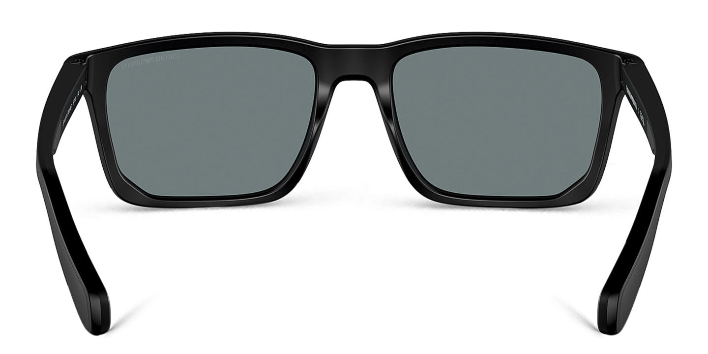 Shop Emporio Armani Logo Rectangle Sunglasses in Matte Black online.