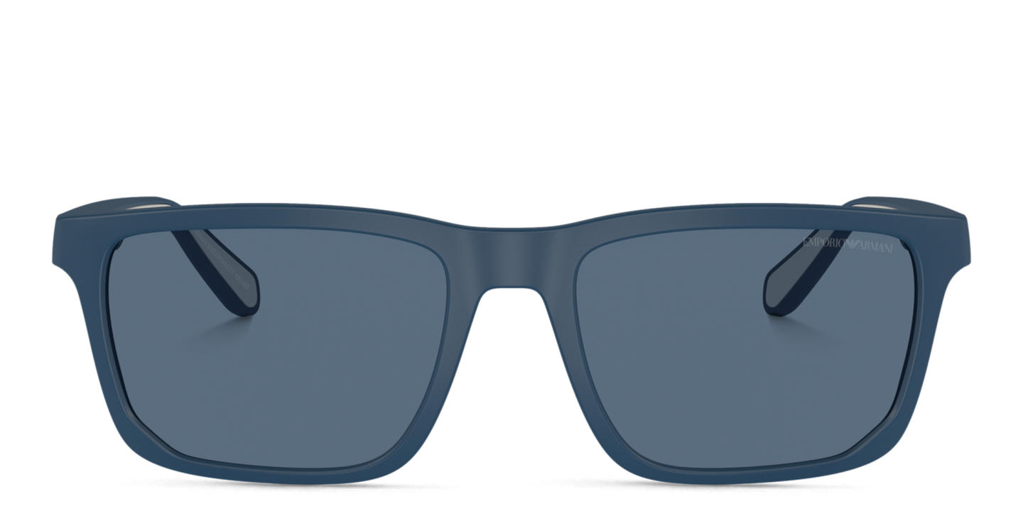 Emporio Armani Logo Rectangle Sunglasses in Matte Blue – Product Photo 0