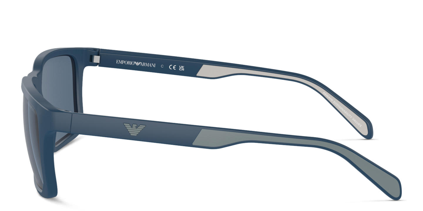 Emporio Armani Logo Rectangle Sunglasses in Matte Blue – Product Photo 2