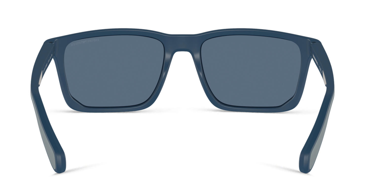 Emporio Armani Logo Rectangle Sunglasses in Matte Blue – Product Photo 3