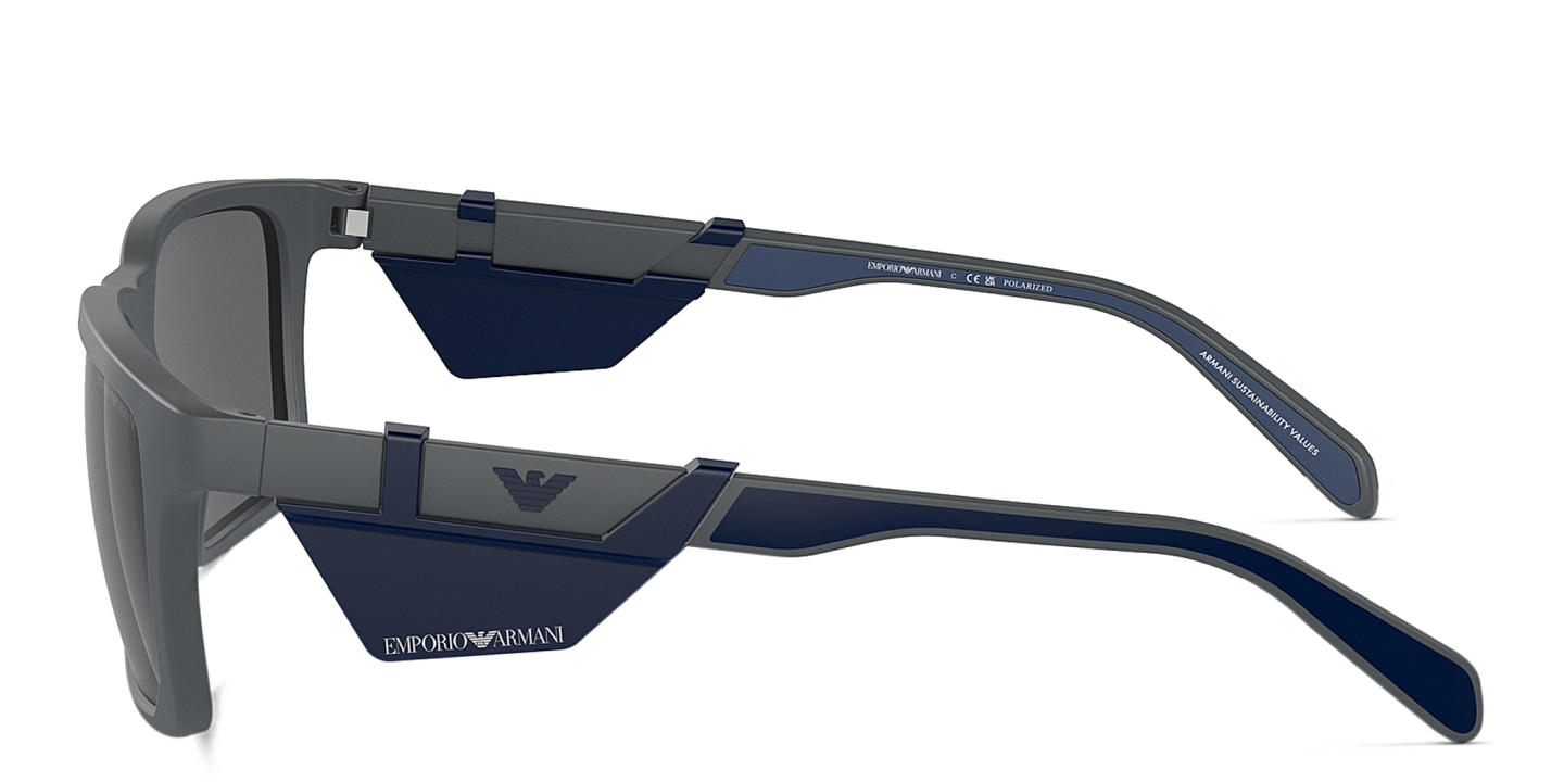 Emporio Armani Logo Rectangle Sunglasses in Matte Dark Grey – Product Photo 2