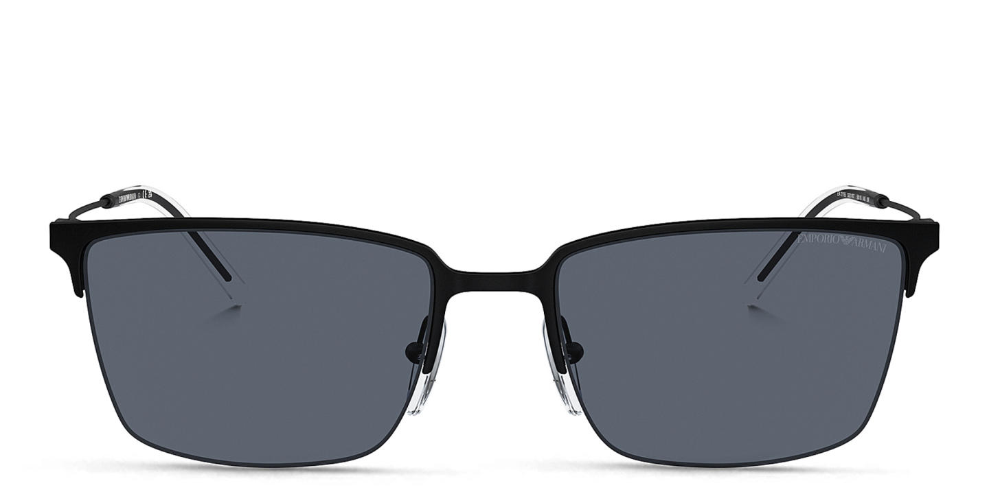 تسوق نظارات شمسية مربّعة بنصف إطار بشعار العلامة امبوريو أرماني بلون أسود مطفي أونلاين.