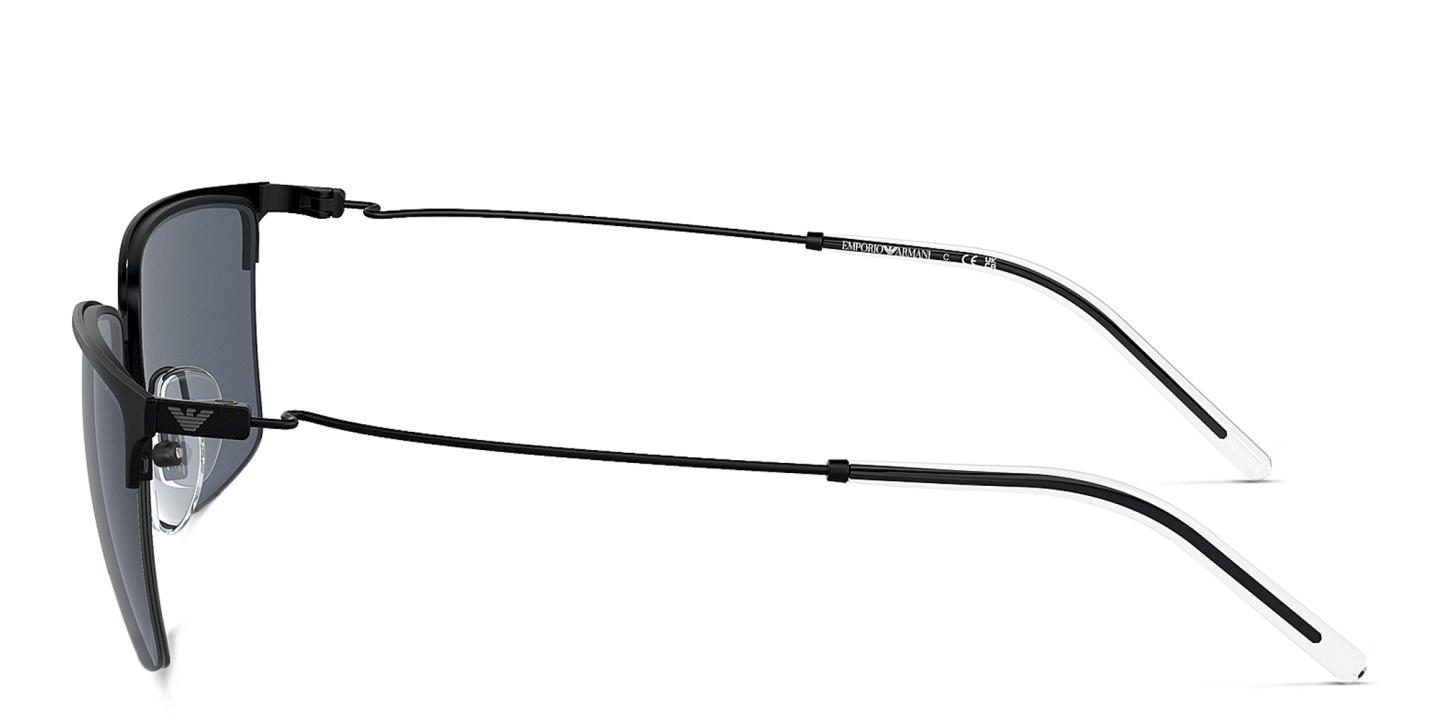 Shop Emporio Armani Logo Half-Rim Square Sunglasses in Matte Black online.