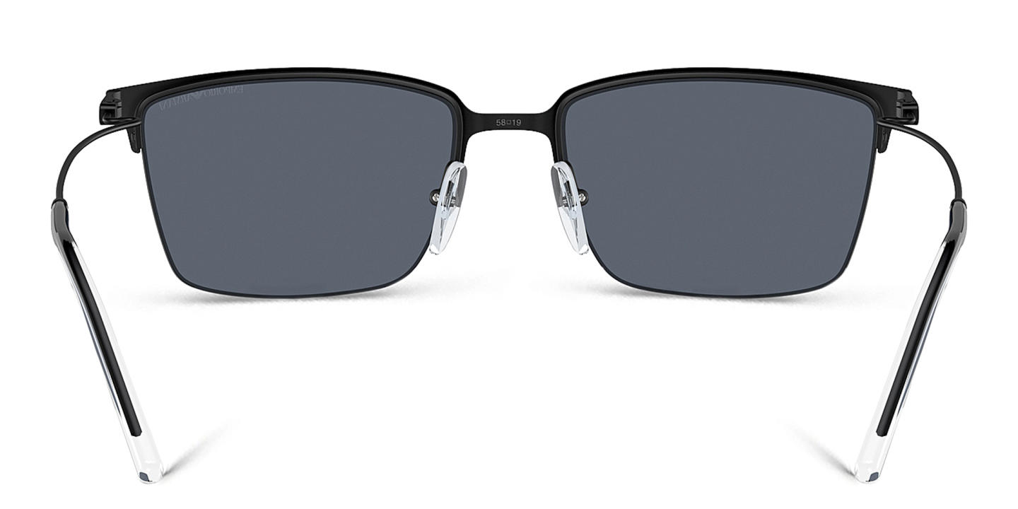 Shop Emporio Armani Logo Half-Rim Square Sunglasses in Matte Black online.