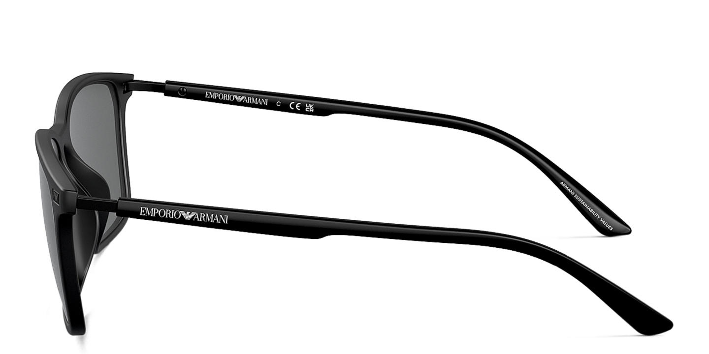 Emporio Armani Logo Rectangle Sunglasses in Matte Black – Product Photo 2