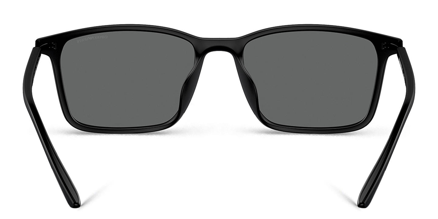 Shop Emporio Armani Logo Rectangle Sunglasses in Matte Black online.