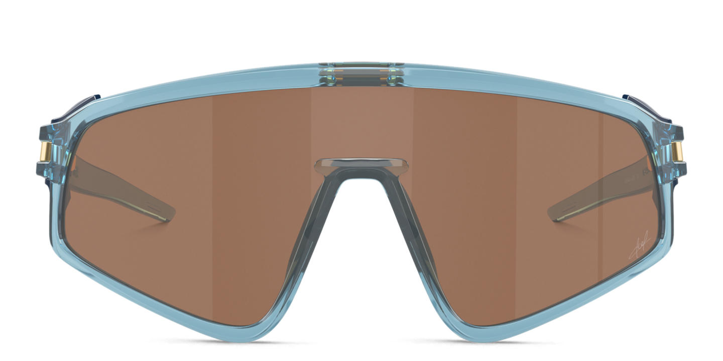 Shop Oakley Latch Panel Unisex Mask Sunglasses in Transparent Blue online.