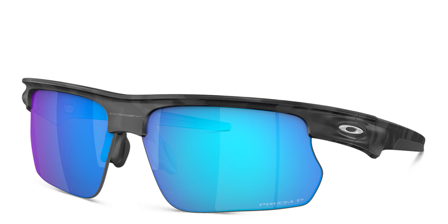 Shop Oakley BiSphaera Unisex Half-Rim Wide Rectangle Sunglasses in Grey online.