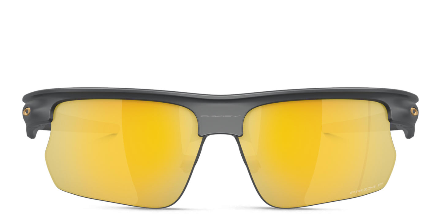 Shop Oakley BiSphaera Unisex Half-Rim Wide Rectangle Sunglasses in Black online.