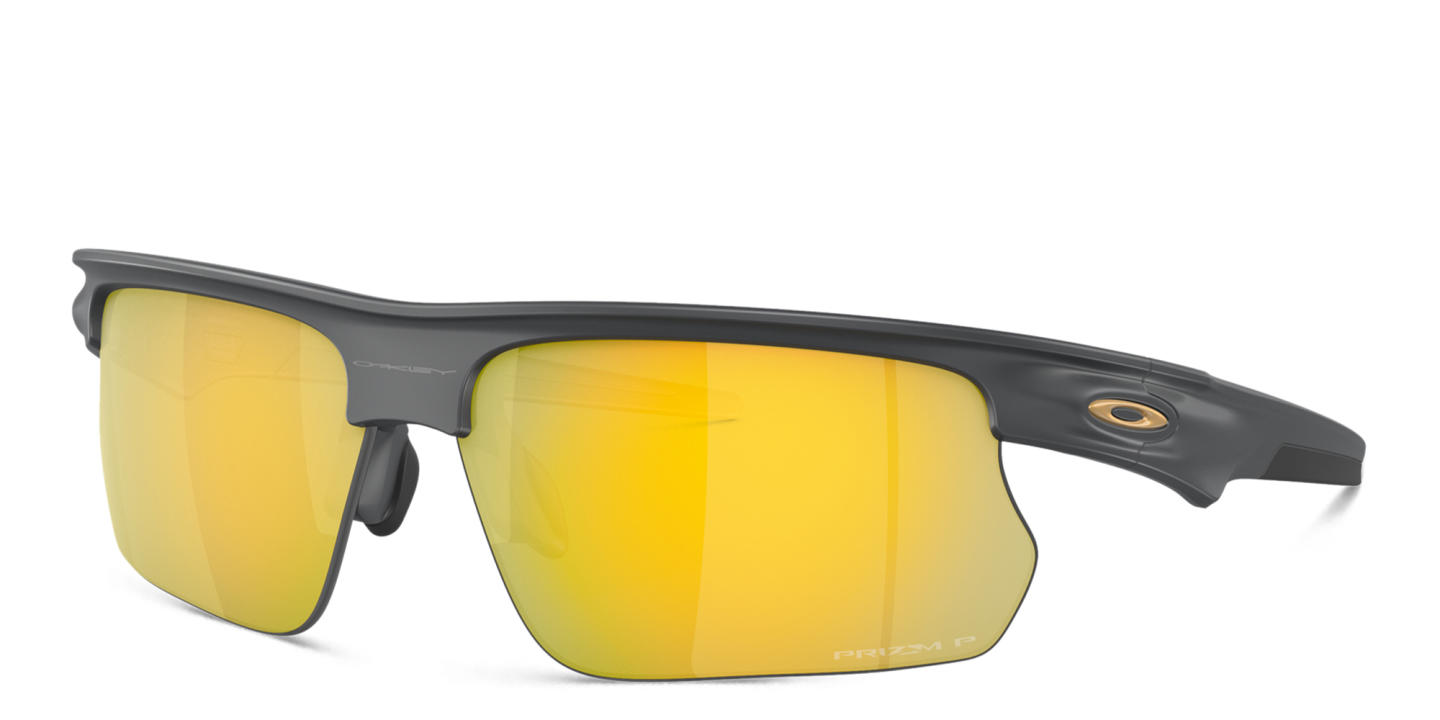 Shop Oakley BiSphaera Unisex Half-Rim Wide Rectangle Sunglasses in Black online.