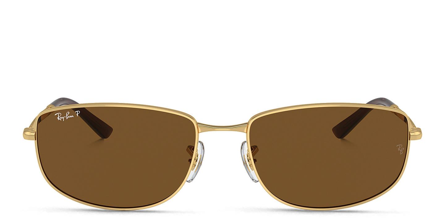 Ray-Ban Logo Unisex Irregular Sunglasses in Gold – Product Photo 0