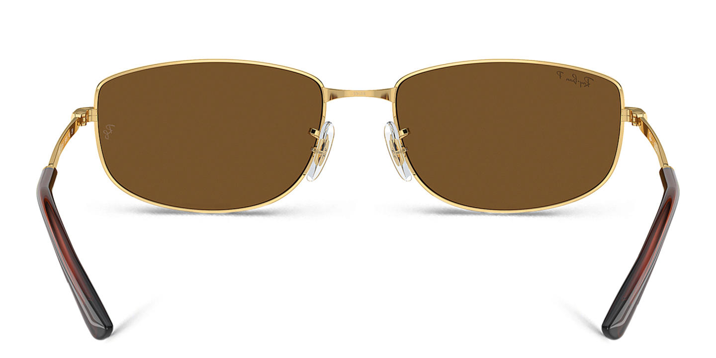 Ray-Ban Logo Unisex Irregular Sunglasses in Gold – Product Photo 3