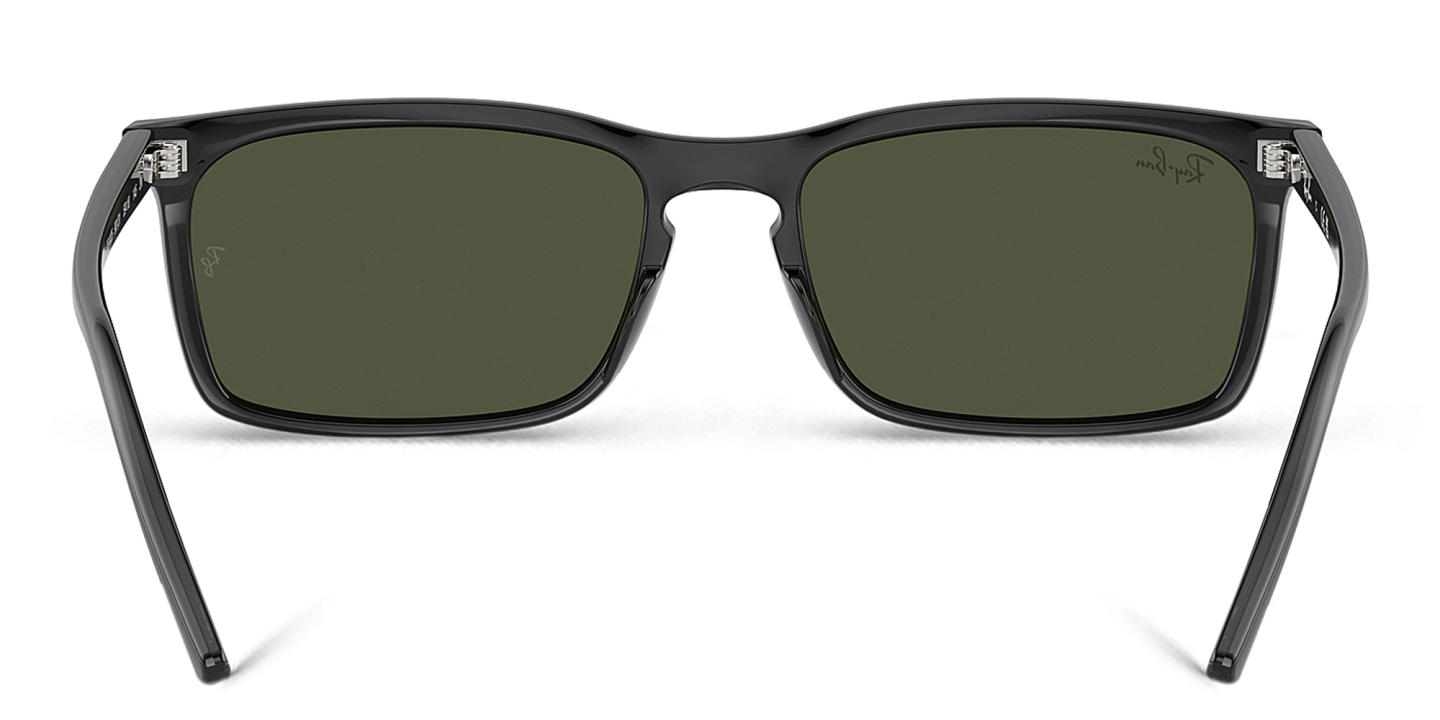 Shop Ray-Ban Logo-Embossed Unisex Rectangle Sunglasses in Shiny Black online.